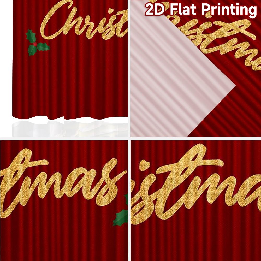 2pcs, 2D FLAT PRINTING Curtains (Without Rod) FestiveDecor Holiday Curtains Durable Polyester Curtains Art Deco Festive