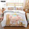 Lindo Juego de Cama de Tres Piezas con Estampado de Ratón de Dibujos Animados Suave y Cómodo Juego de Cama King Size Edredón Juegos de Cama