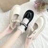 Large-size Women's Leather Shoes 2026 Autumn New British Retro Style Pearl Thick Sole Shallow Mouth Shoes Ladies Flat Loafers