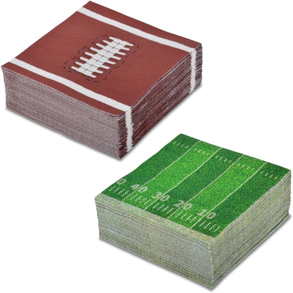 80pcs Football Birthday Party Supplies Disposable Paper Cocktail Napkins for Tailgate Party Decorations