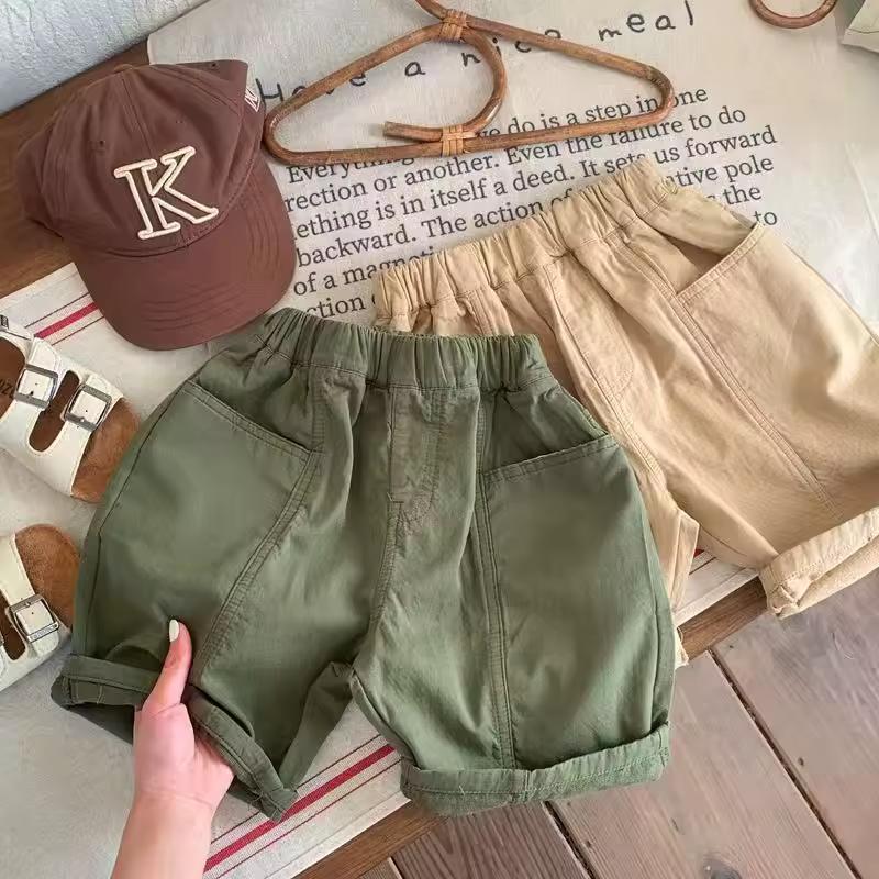 Boys Summer Cargo Short Baby Pants Solid Straight Shorts Children Casual Pants 90