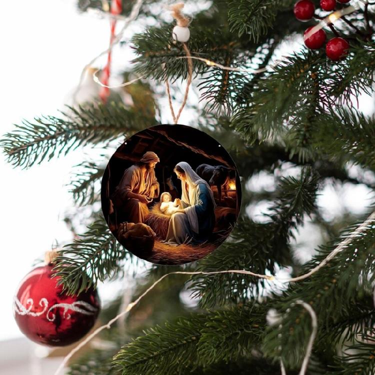 Elegant Acrylic Nativity Ornament Handmade Birth Hanging Ornament Accessory Enhancing Christmas Atmosphere