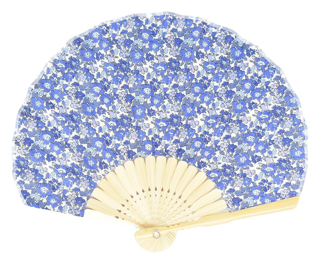 Onishi Ken Seihan LIBERTY Shell Fan 22cm Floral Pattern Blue 'Ripple' SY20-LIA02