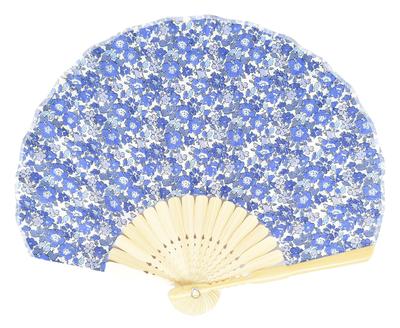Onishi Ken Seihan LIBERTY Shell Floral Fan, 22cm, Pattern, Blue, "Ripple" SY20-LIA02