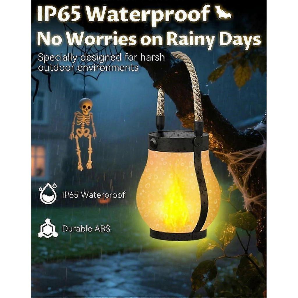 Solar Lantern Outdoor Lights, Dancing Flame Solar Lantern Outdoor Lights, Hemp Rope Hanging Flame Lamp, for Camping Pathway Garden Yard Decoror