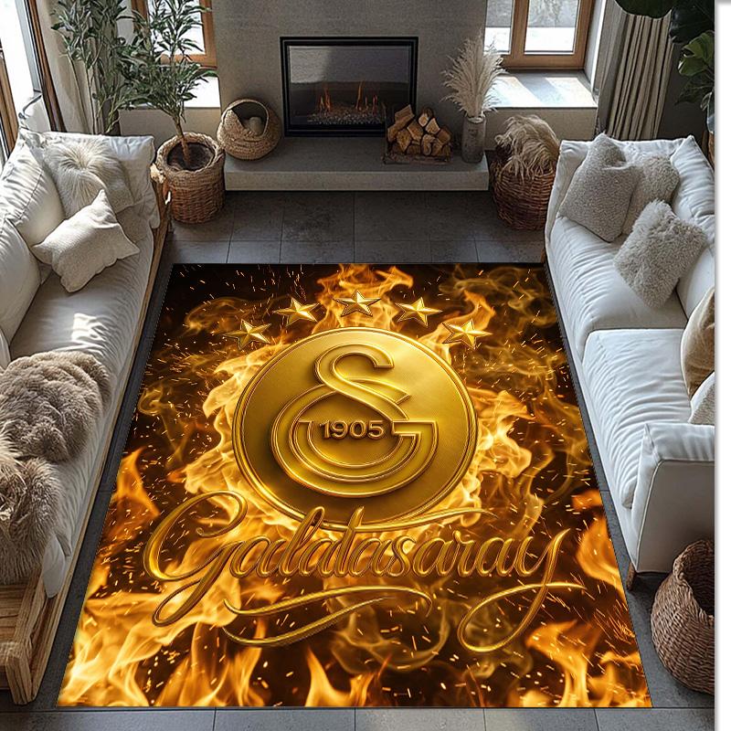 Galatasaray FC Fußballmuster Weicher Teppich rutschfest für Innenbereiche Sport Dekor Matte für Schlafzimmer