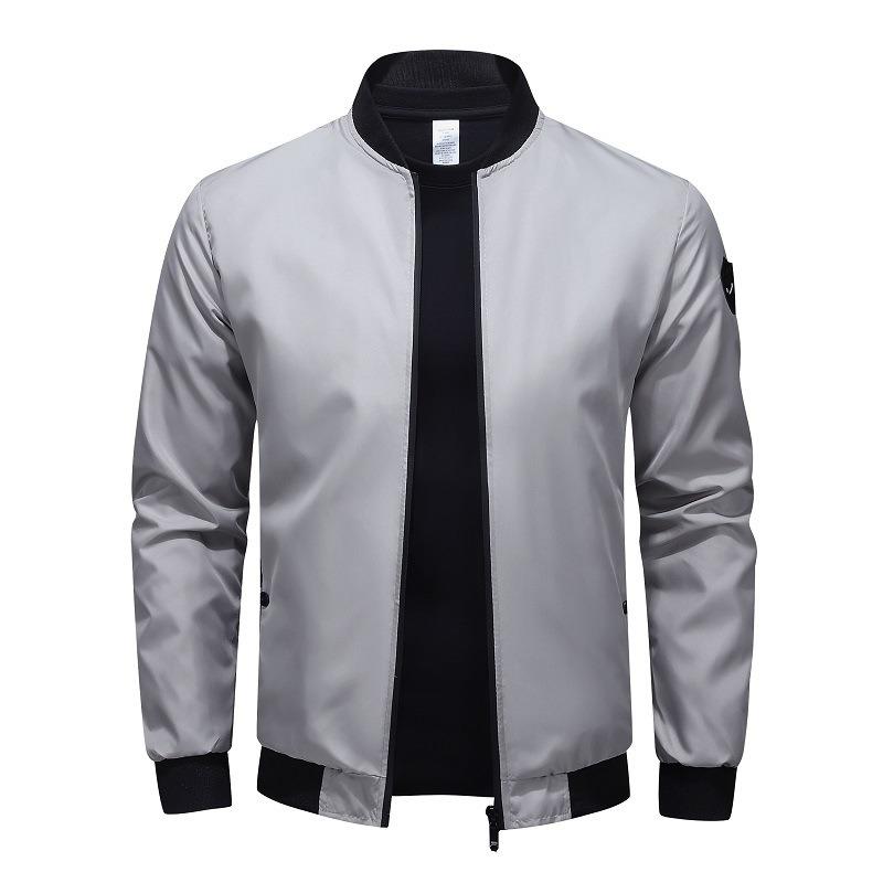 Spring and Autumn Casual Jacket Men's Casual Solid Color Jacket Lightweight Breathable Large Size Baseball Uniform Jacket