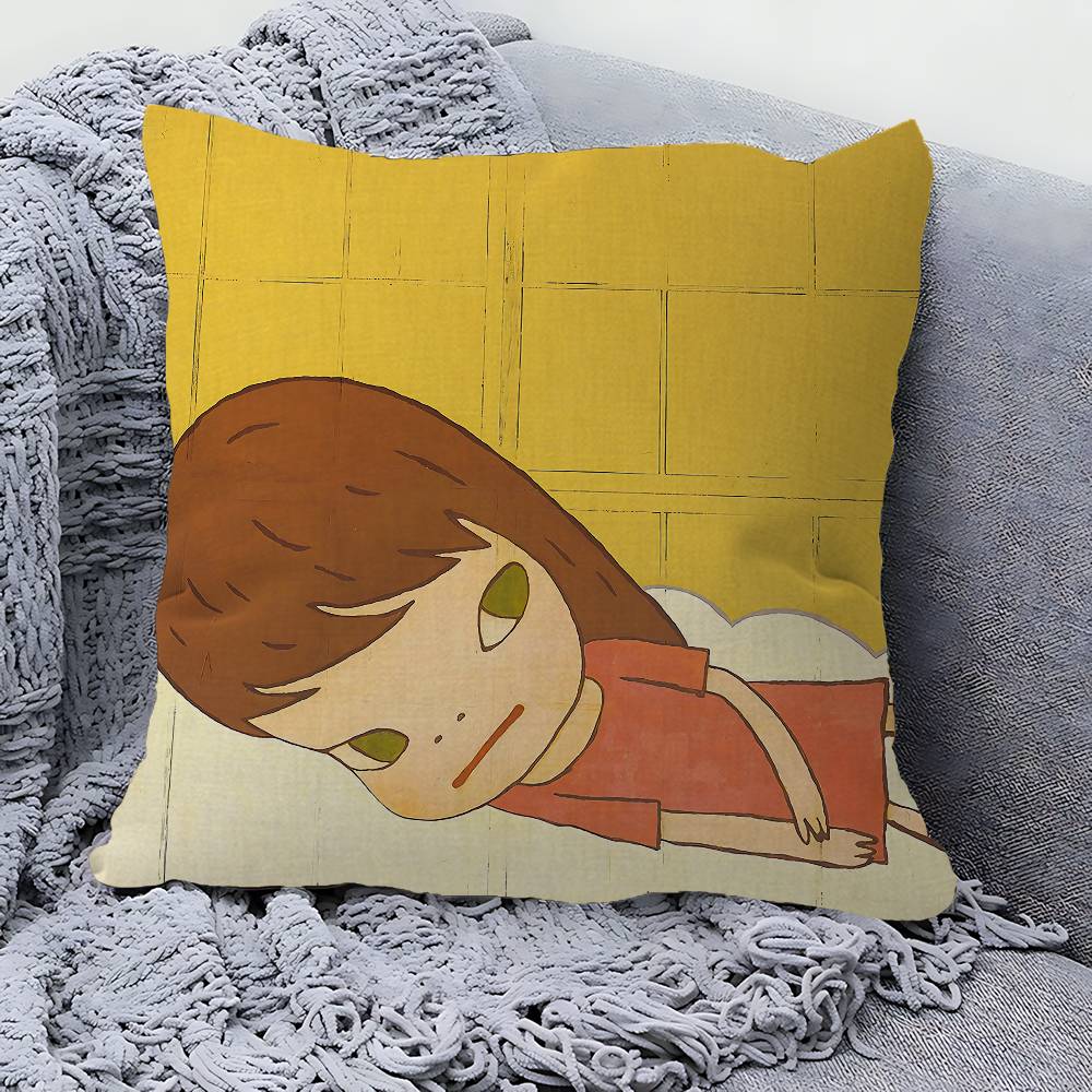 Y-Yoshitomos N-Nara Cartoon Pillow Covers Cartoon Sofa Decorative Home Double-Sided Printing Short Plush Cute Cushion Cover