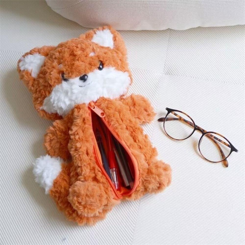 Large Capacity Pen Bag Fox Doll Pencil Case Cute Stationery Bag  Students