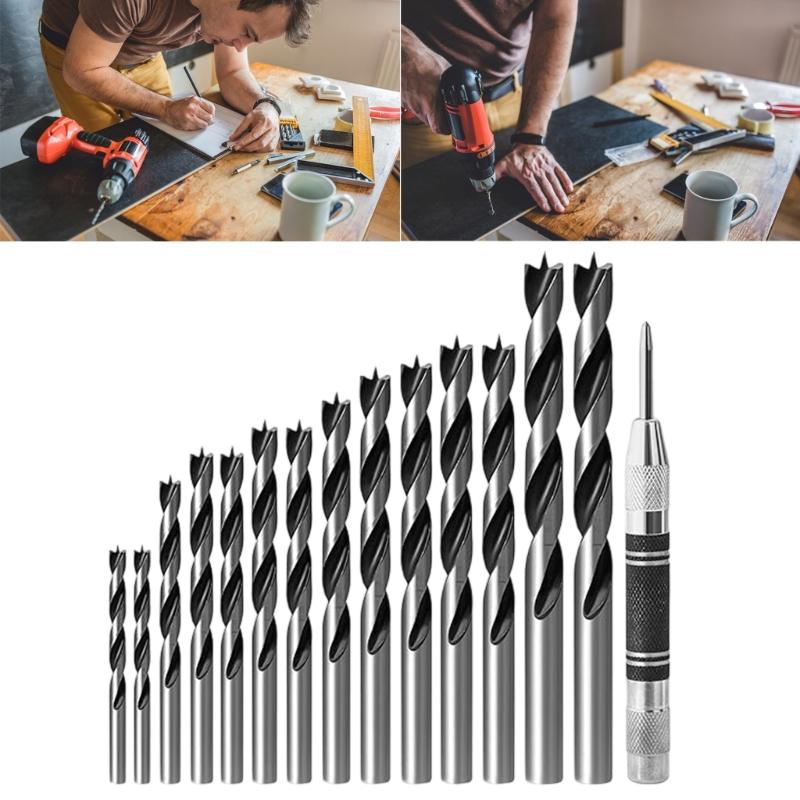 High Speed Steel Double Flute Helical Twist Drill Bits Set With Brad Point Tips For Clean Wood Drilling In 3-12mm Sizes