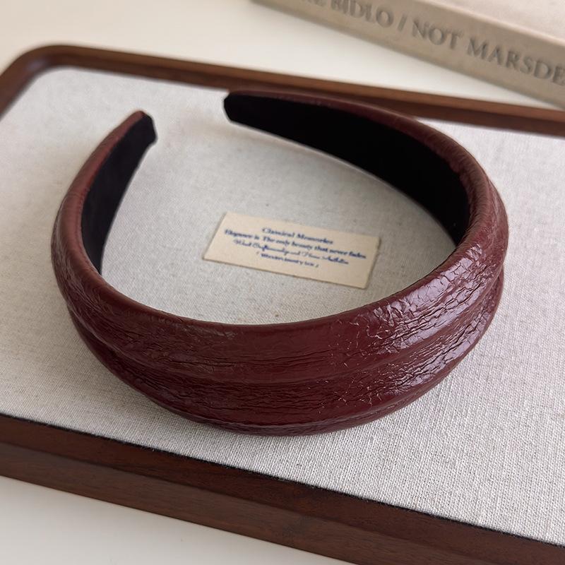 Franse Stijl Haar Hoepel Haarbanden Retro Leer Brede Hoofdbanden Vrouwen Haarband Vrouwelijk Gezicht Wassen Make-up Hoofddeksel Haar Accessoires