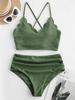 Bikini Women Swimsuit 2025 New Solid Ribbed Sling Bikinis Set Sexy High Waist Swimwear Summer 2 Piece Beach Bathing Suit Female