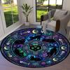 Stained Window Black Cat Round Area Rug,Carpet Rug for Living Room Bedroom Sofa Playroom Decor,Non-slip Floor Mat Q0043