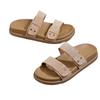 2024 Summer Hot Selling Women's Shoes Fashion Open Toe Women's Flat Shoes Solid Color Medium Heel Casual Beach Women's Slippers