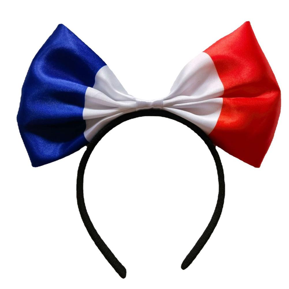 Flag Bow Headband Satin Bow Tie Headband Lightweight Country Flag Hair Band Festive Parade Headwear