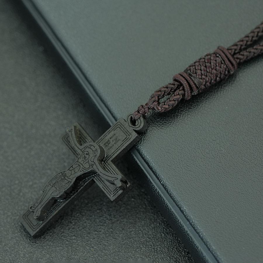 5 Styles Christian Jesus Cross Pendant Necklace Men Premium Selected Dark Brown Rope Chain Meditation Healing Neck Accessories