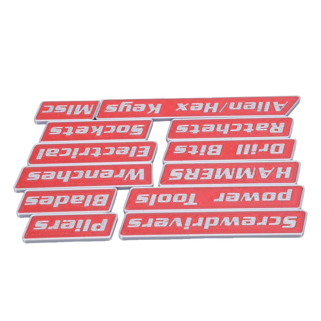 12pcs Magnetic Toolbox Labels Reusable 3D Printed Toolbox Drawer for Steel Tool Boxes Cart Drawers Cabinets