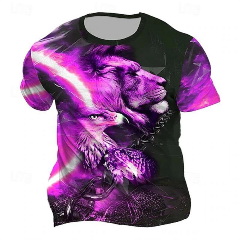 2024 Boutique T-shirt vintage da uomo con stampa 3D di tigre, oversize, a maniche corte, da uomo, alla moda, girocollo, sportiva, manica corta, taglia 6XL