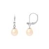 Earrings - Pearls & Colors - Pears 7-8 Mm - 925 Sterling Silver - Natural Pink - AAA+