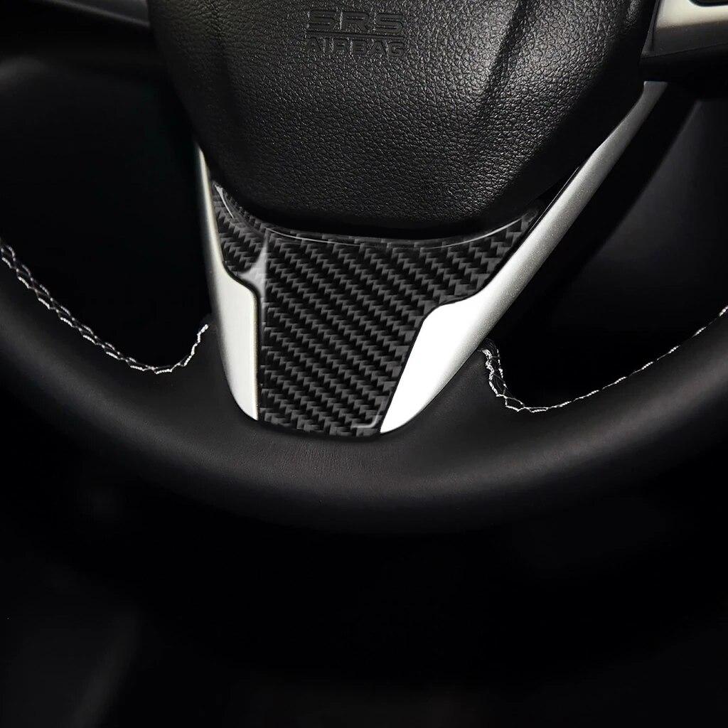 Car Interior Car Steering Wheel Stickers Trim Carbon Fiber Sticker Protective Decoration For Honda Civic 2016 2017 2018