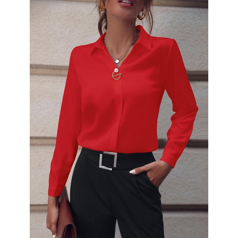 Versatile Long-Sleeved Shirt with Pearl Buttons - Casual To Business Style