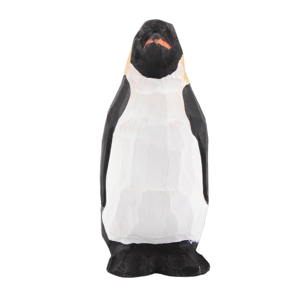 Wooden Penguin Statue Cute Vivid Image Hand Painted Exquisite Penguin Figurine Penguin Decor for