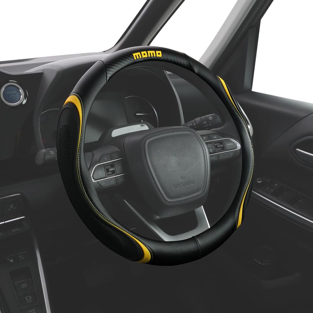 MOMO WAVE Steering Wheel Size Cover, Italy, Milan, S, Black/Yellow