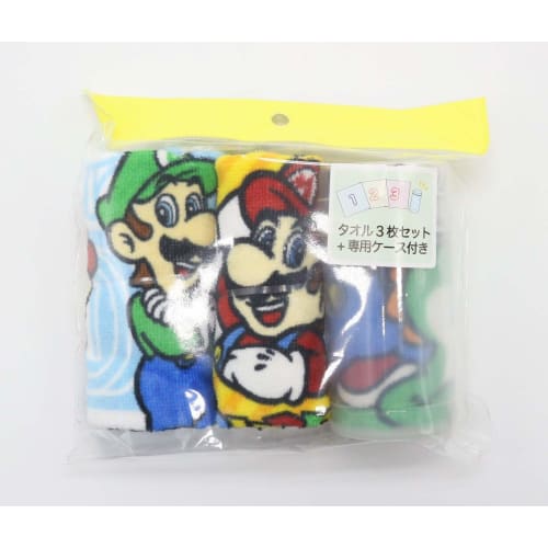 Marushin Hand Towel Set of 3, Mario and Fine Crew Design, Perfect for Preschool, Kindergarten, and Elementary School, Suitable for Boys and Girls, Inc