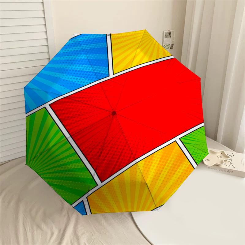 

1pc comics colorful Automatic Open/Close Umbrella with Windproof, 8-Rib Sturdy Canopy, Durable Ribs, Fashionable Design1215A