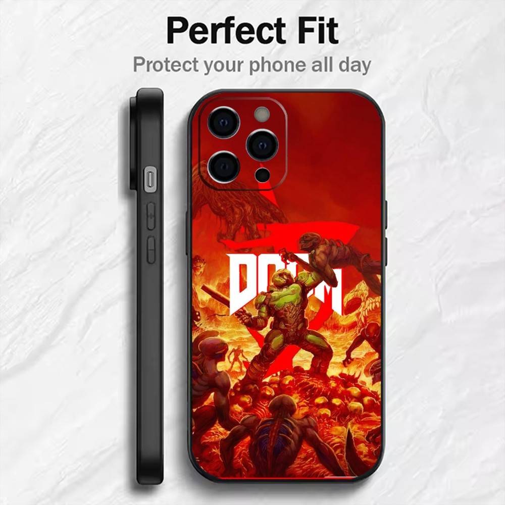 Game D-DOOM Printed Phone Case For iPhone17,16,15,14,13,12 Plus,Max Soft Silicone Black Cover