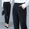 Damenhose mit hoher Taille, passend für elegante Pendelfahrten, dünne Alltagskleidung, einfarbige Anzughose aus Polyester für Reisen