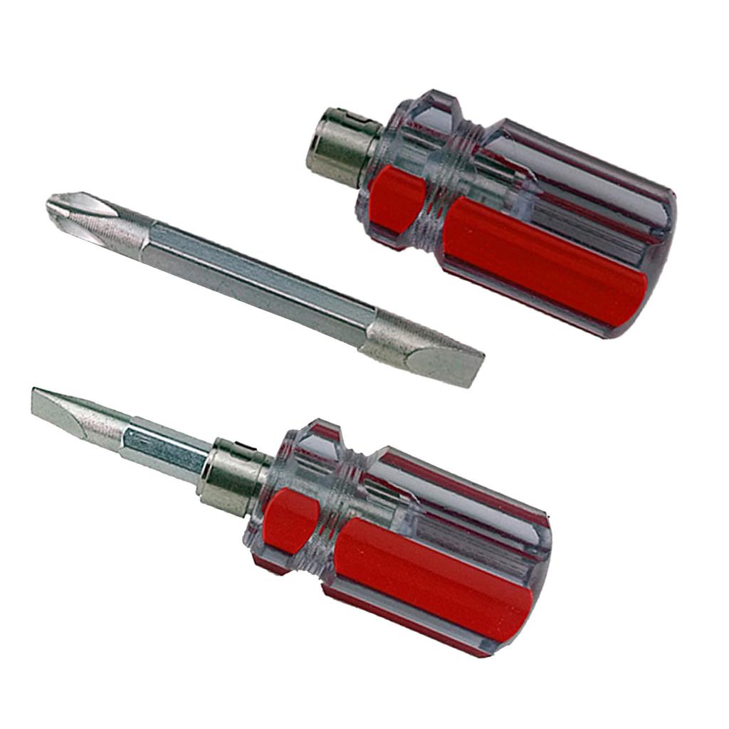Pack of 2 Mini Double Use Screwdrivers Portable Design for Everyday Use and Emergency Repairs Flathead and Crosses Head