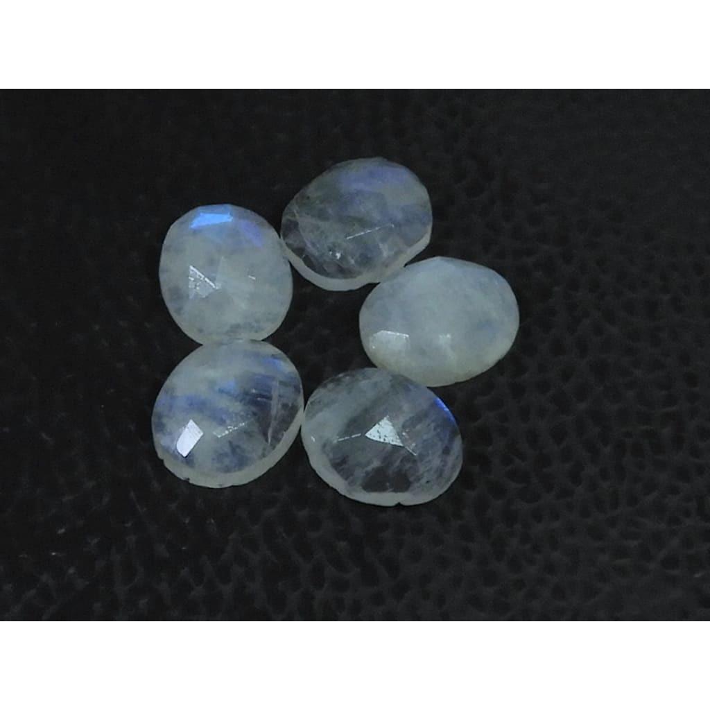 10X12MM Natural Rainbow Moonstone Checker Cut Oval Cabochon Gemstone 5PcsLot C-1769