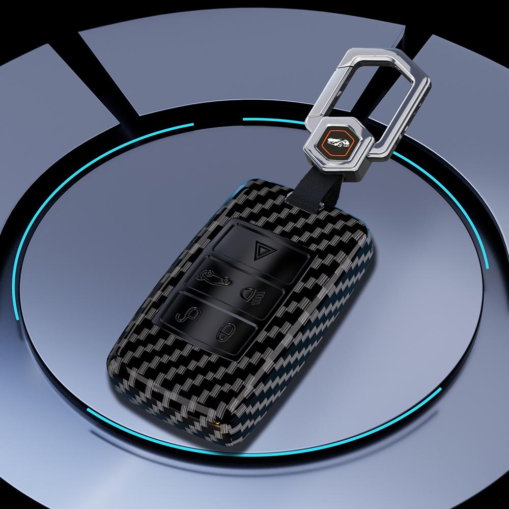 Carbon Fiber Auto Key Fob Cover Case Housing Fit For Land Rover Range Rover Evoque Discovery Sport Velar Fit For Jaguar Xe E-Pace Xf Accessory