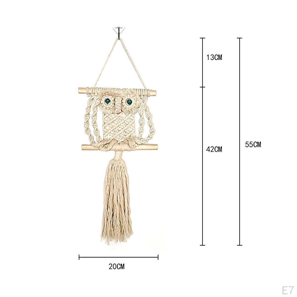 Moon Woven Owl Tapestry Pendant Wall Hanging Decoration Handmade Art Wedding Party Ornament