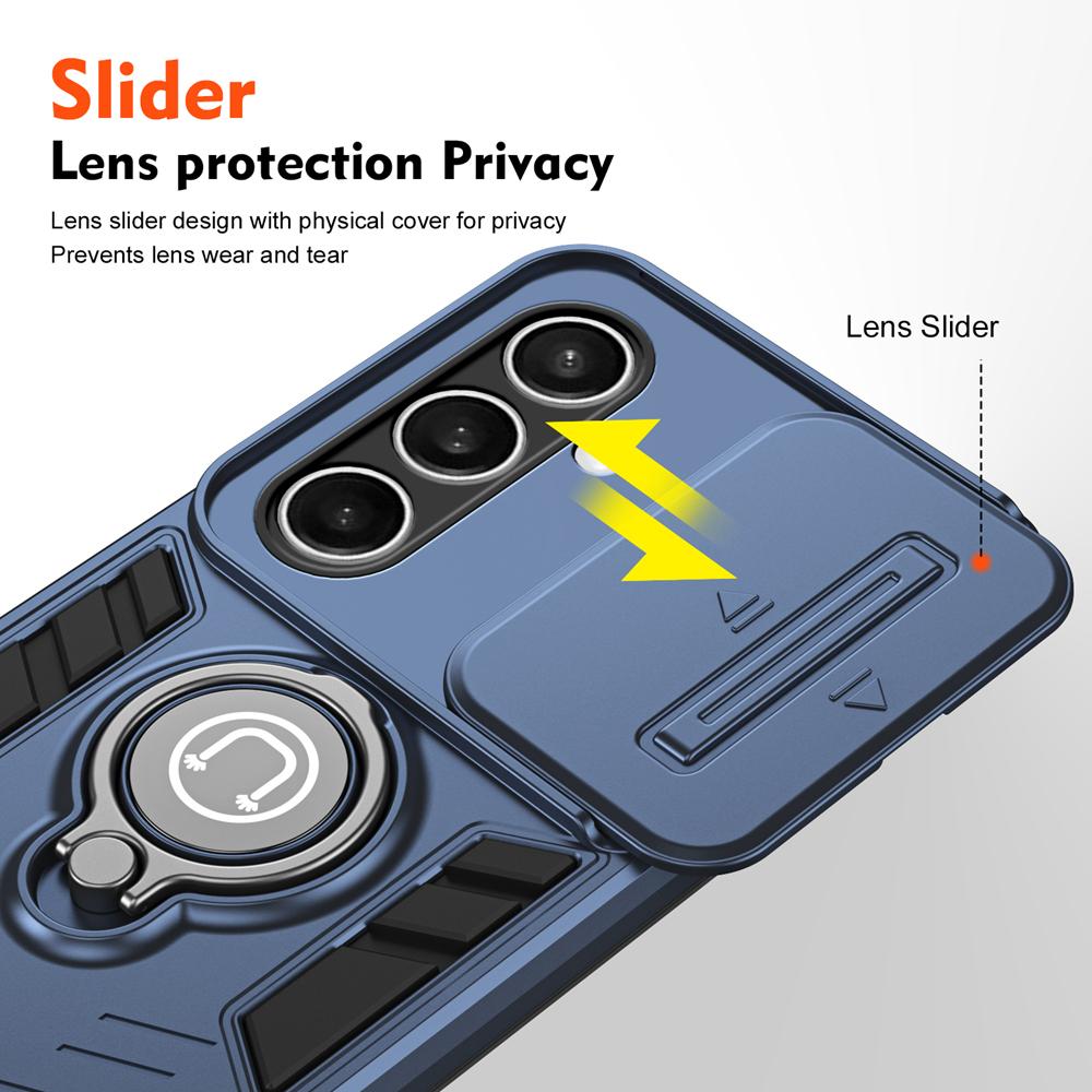 KEYSION Shockproof Armor Case for Samsung S25 FE 5G Camera Lens Protection Ring Stand Phone Back Cover for Galaxy S25 FE 5G