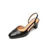 Fashion NEW Summer Women Sandals Genuine Leather Shoes for Women Cover Toe Slingback Shoes Narrow Band Square Toe High Heel Women Shoes