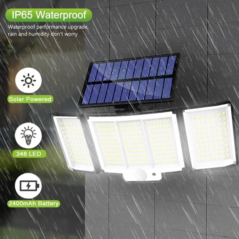 328/348/100 LED Solar Lights Outdoor Security Lights With Remote Control Motion Sensor Lights 270° Angle Flood Wall Lamp Waterproof