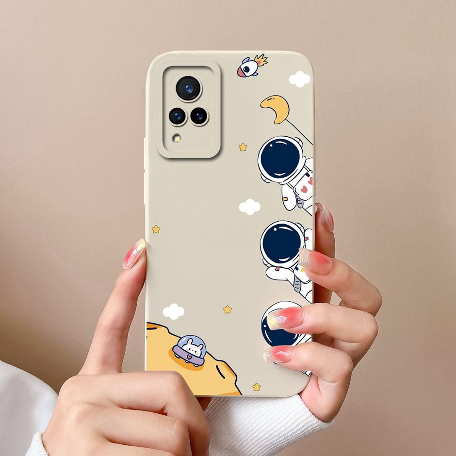 Phone Case For VIVO V21 4G 5G Cute Sweet Girls Cartoons High-quality Liquid Silicone Coque For VIVO V21 4G 5G New Design Funda