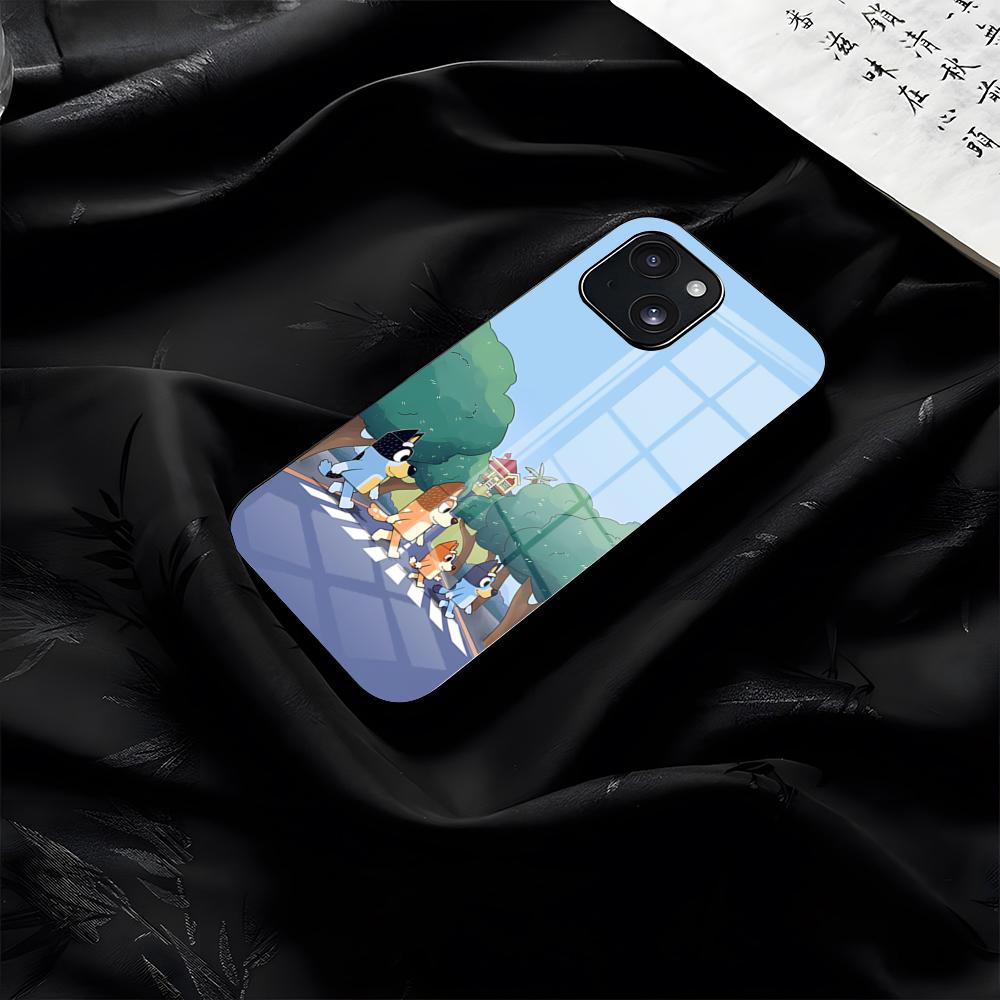 B-Bluey-es CARtoon Phone Case For IPhone 17 Pro Max 16 15 14 Pro Max 13 11 Plus Glass Cover