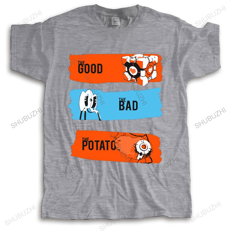 T-shirt men O-neck THE GOOD THE BAD THE POTATO T SHIRT Men Game Portal 2 T-shirt Women Short Sleeve Letter Striped Tees Clothes