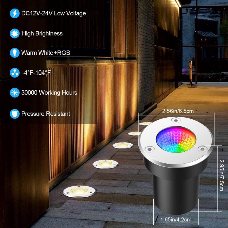 Cross-border RGBW 12V Low-voltage In-ground Dimmable Garden Light