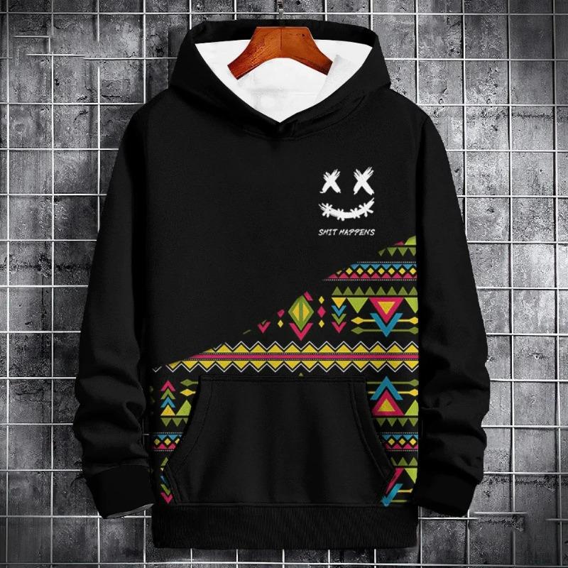 Neues Herren-Kapuzensweatshirt Smile Color Block Muster 3D-Druck Frühling und Herbst Neutral Mode Hip Hop Oversized Hoodie Tops