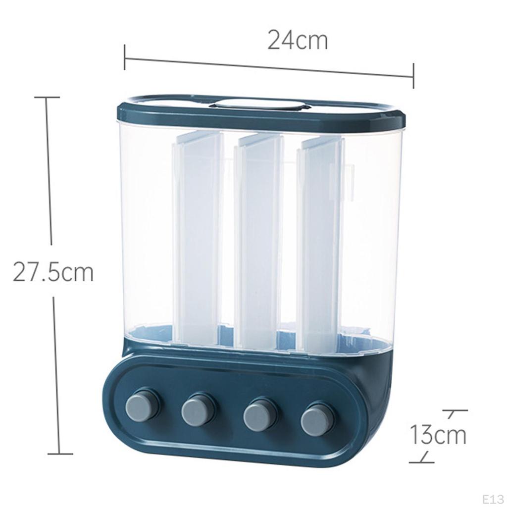 Wall Mounted Dry Food Divided Dispenser, Cereal Storage Box Grains Rice Nut Organizer for Home