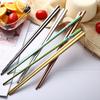 1 Pair Reusable Rainbow Portable Stainless Steel Dining Chopsticks Kitchen Tool