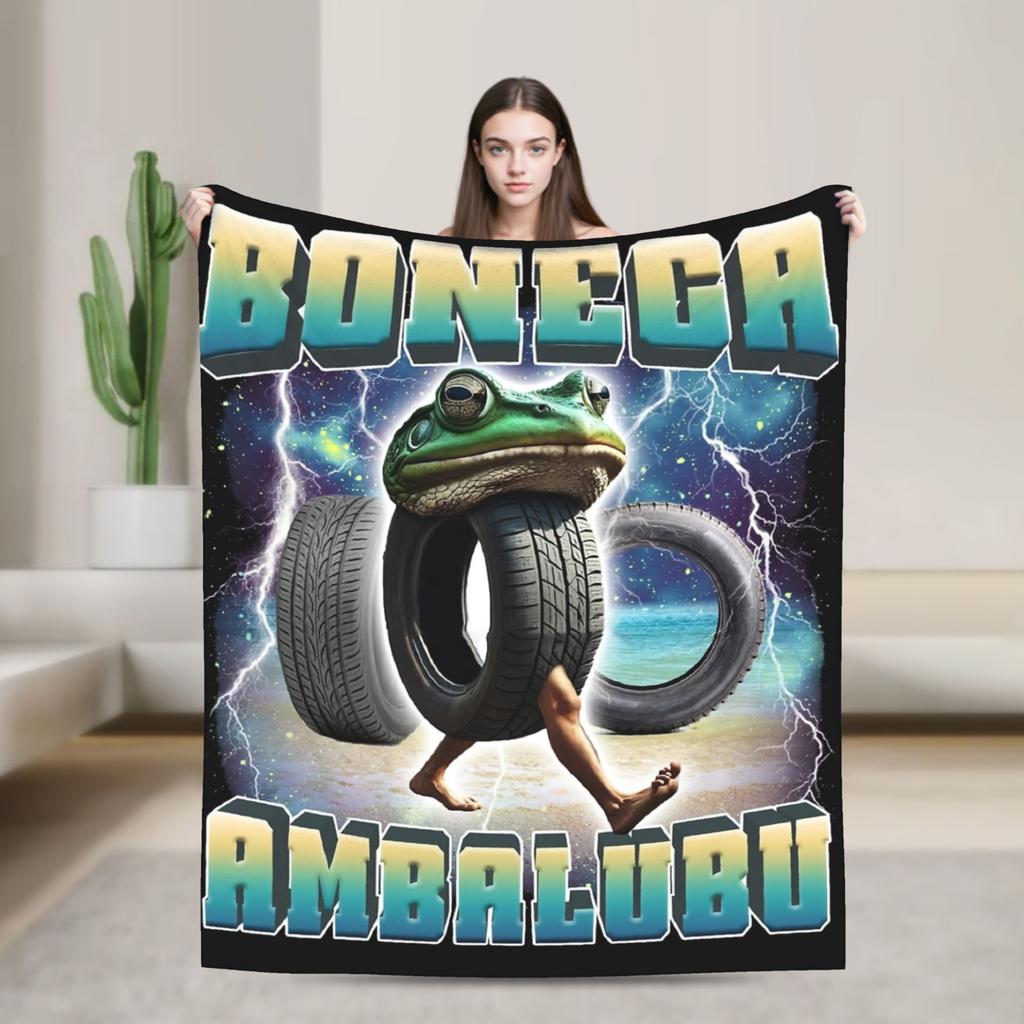 Italian Brainrot Tralalelo Tralala Tung Tung Tung Sahur Meme Fleece Blanket Throw Blanket for Bed Sofa Couch Plush Thin Quilt