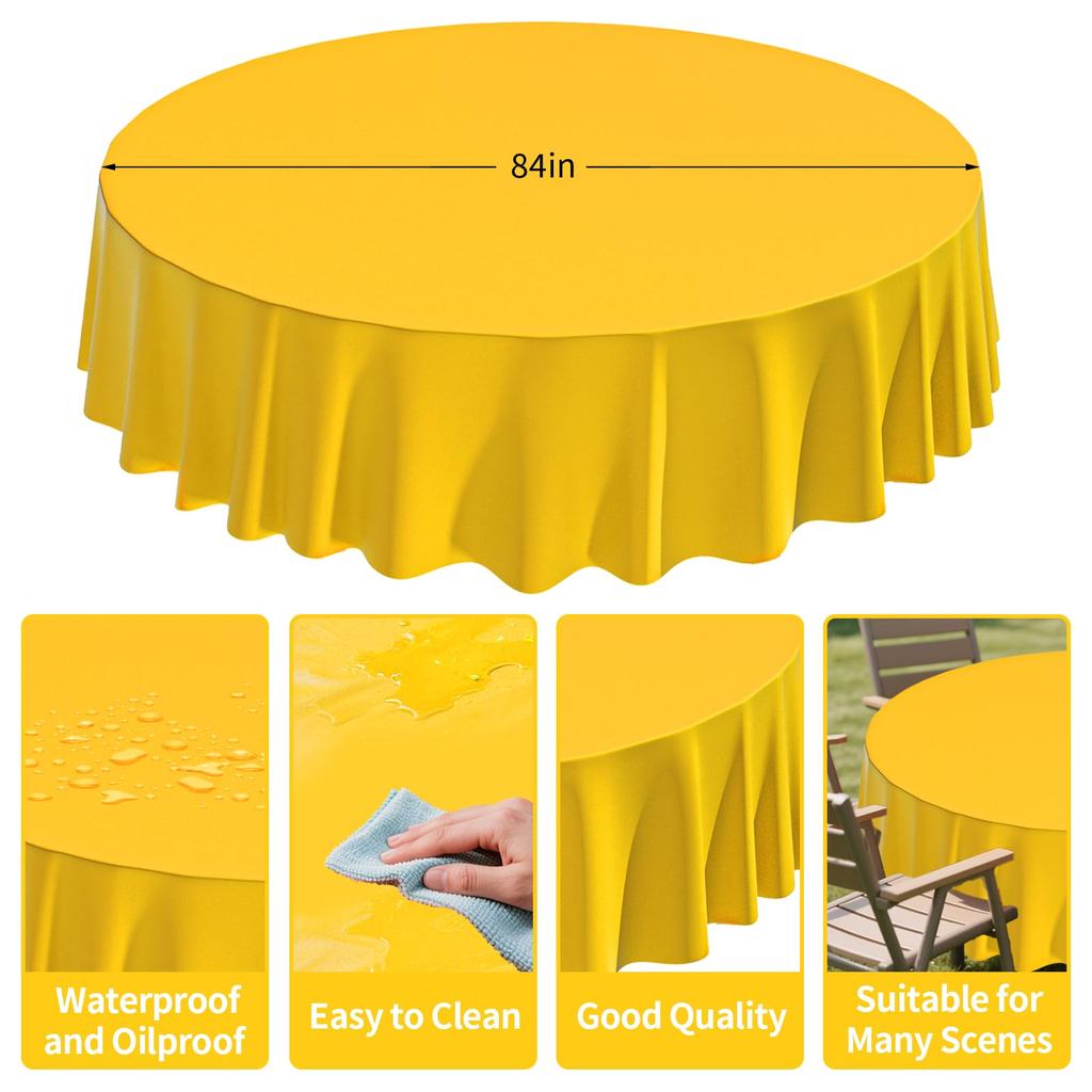 4er-Pack Premium Einweg-Plastiktischdecke 84" Runde Tischabdeckung für Geburtstage, Hochzeiten, Weihnachten, Jubiläen