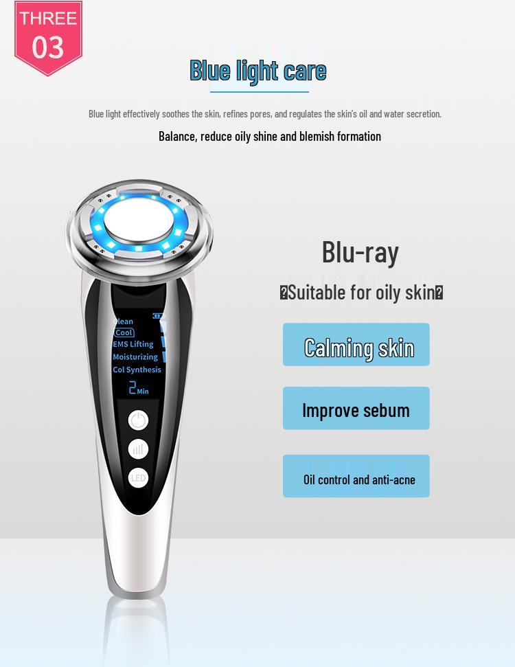 Red & Blue Light Cold/Hot Beauty Device with EMS Lifting and Thermal Conduction for Skincare