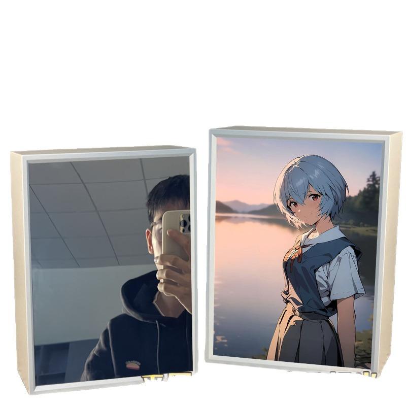 21cm/8.27in Evangelion Light Painting 3D Led Mirror Lamp Anime Figure Peripherals Desktop Collectible Crafts Birthday Decoration