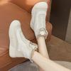 2025 Winter Genuine Leather Shoes Women Snow Boots Non-slip Height Increasing 4.5cm Warm Women Ankle Boots Black White